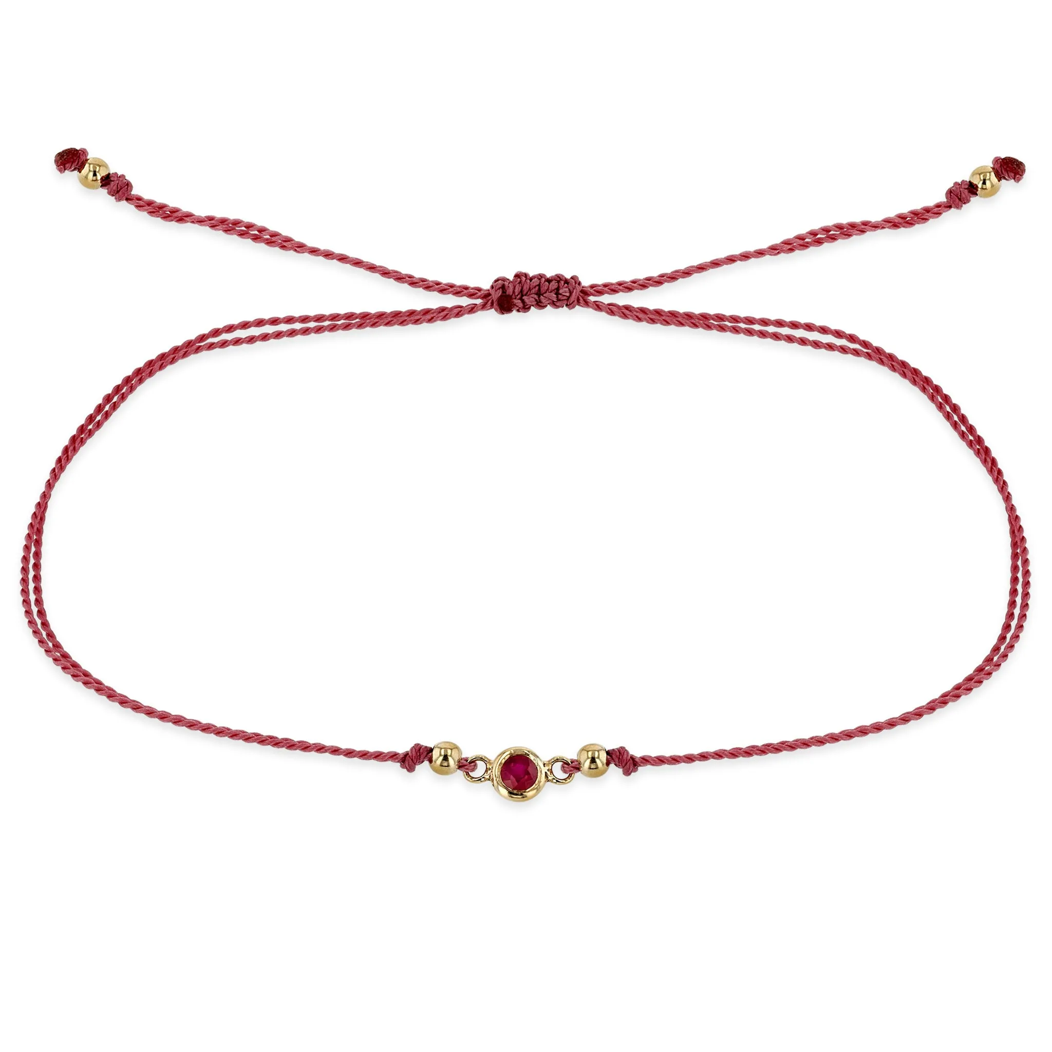 14k Floating Ruby Solitaire Cord Bracelet
