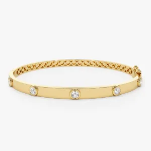 14K Gold 0.50Ct Round Diamond Bangle Bracelet