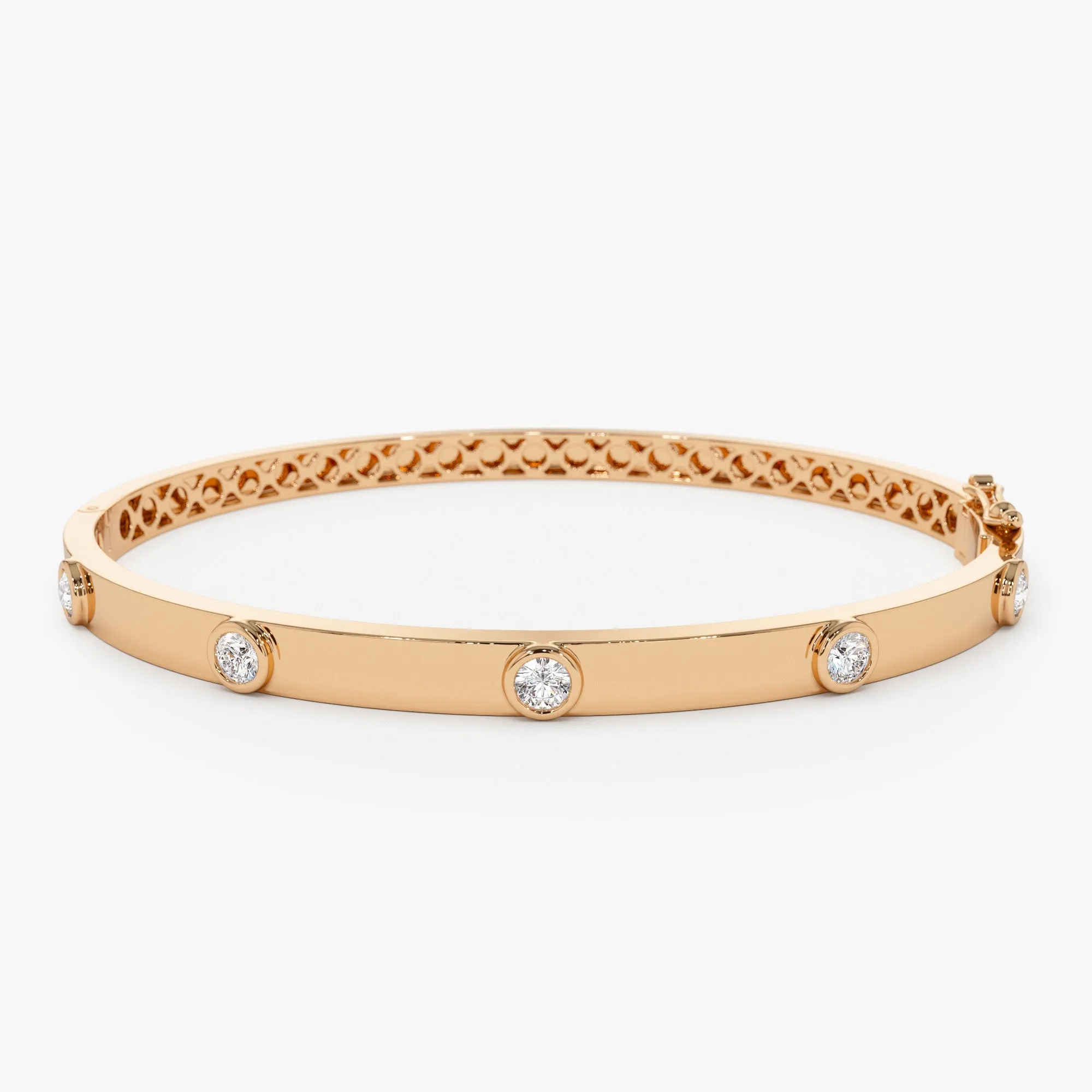 14K Gold 0.50Ct Round Diamond Bangle Bracelet