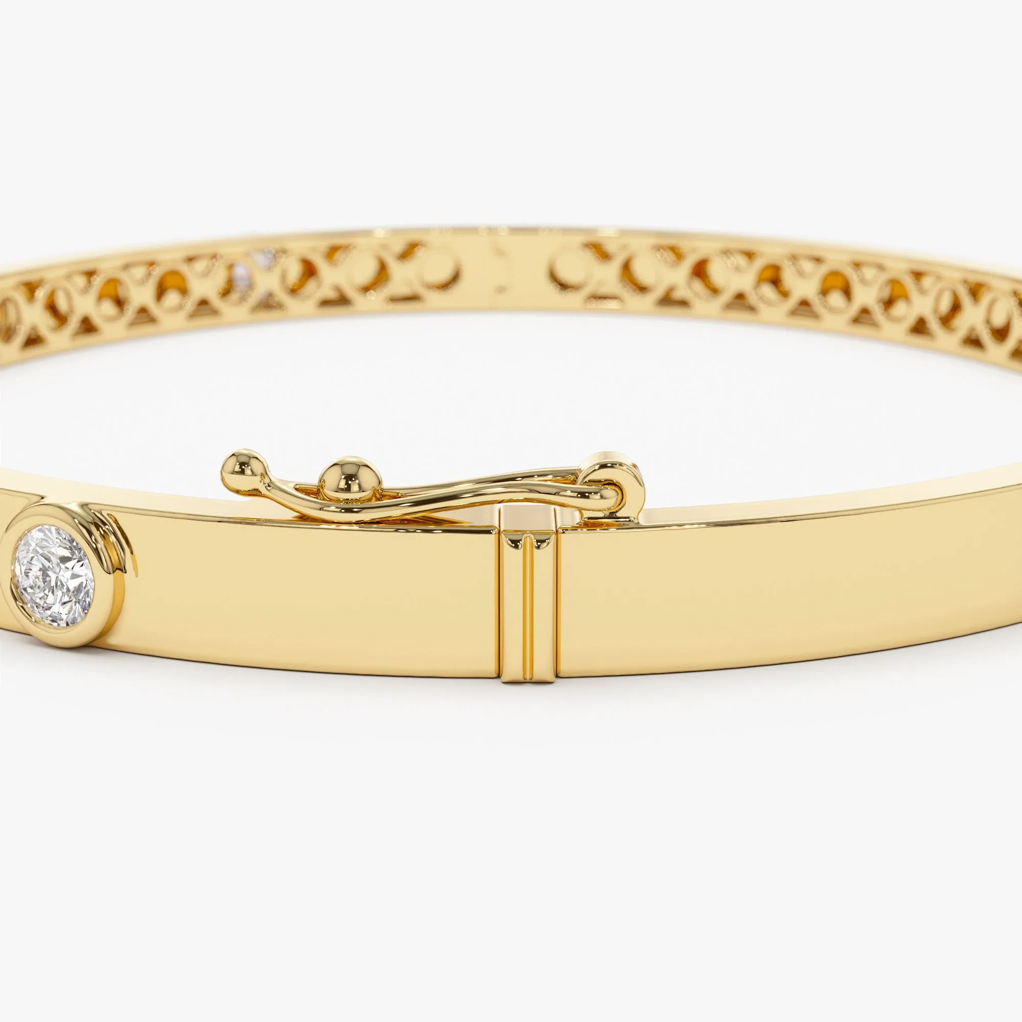 14K Gold 0.50Ct Round Diamond Bangle Bracelet