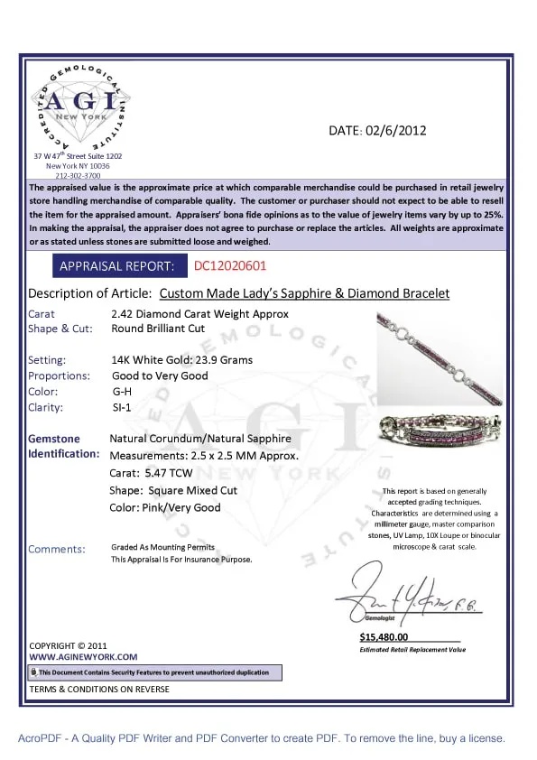 14k Gold Antique Look Pink Sapphire Diamond Bracelet (5.47.cts.tw)
