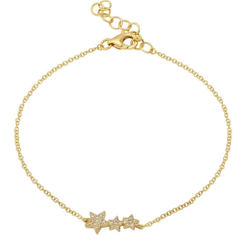 14k Gold Diamond Star Bracelet