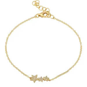 14k Gold Diamond Star Bracelet