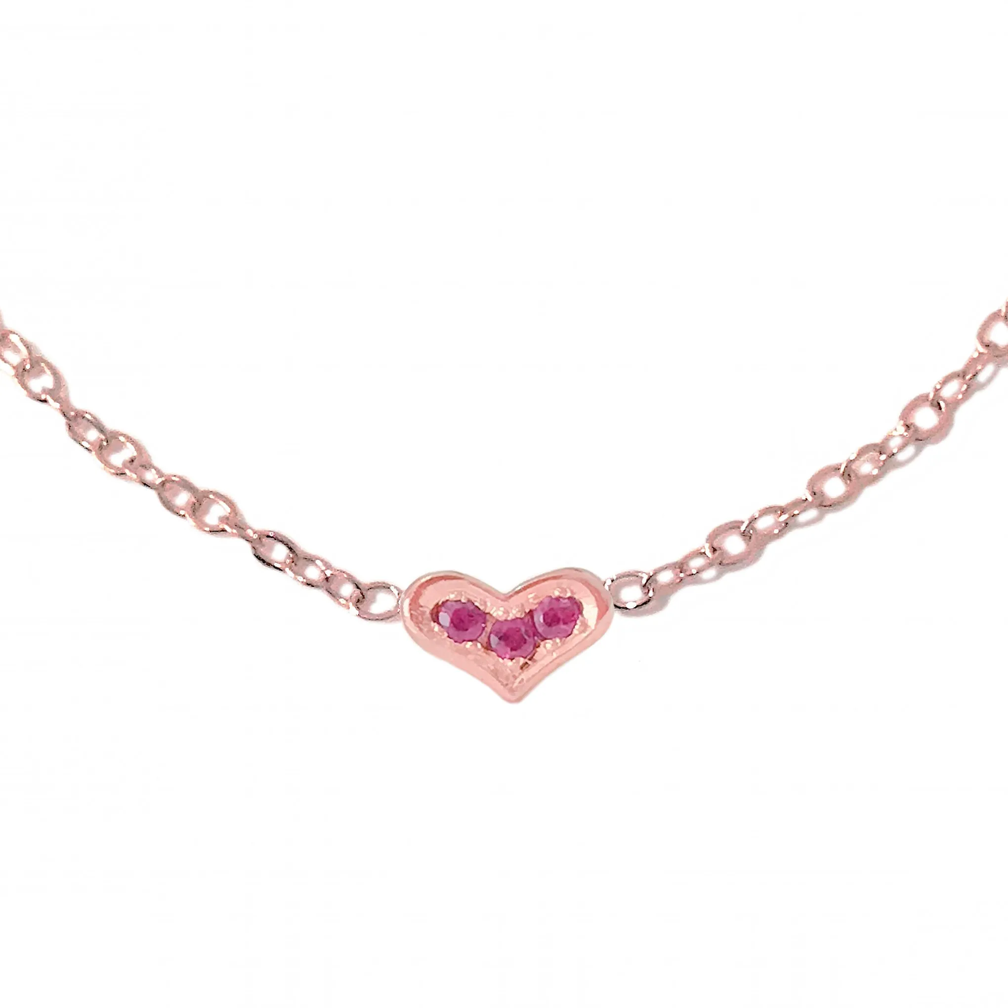 14K Gold Pavé Ruby Triple XS Sweetheart Bracelet