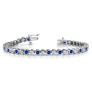 14k Gold Tennis Diamond Sapphire Bracelet (2.0.cts.tw)