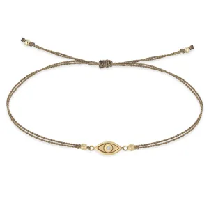 14k Midi Bitty Diamond Evil Eye Cord Bracelet
