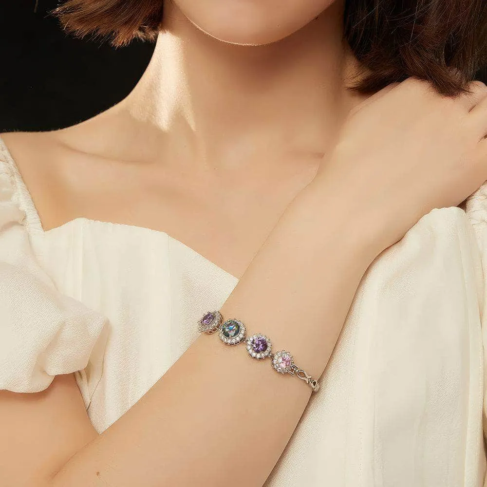 14k Multistone Paved Crystal Sapphire Bracelet