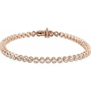 14K Rose 3 1/2 CTW Lab-Grown Diamond Bezel-Set 7" Bracelet