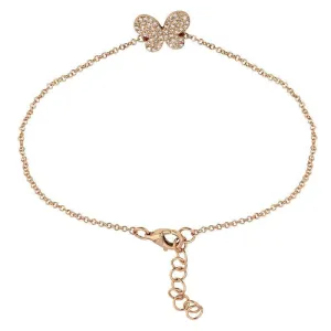 14k Rose Gold Diamond Butterfly Bracelet