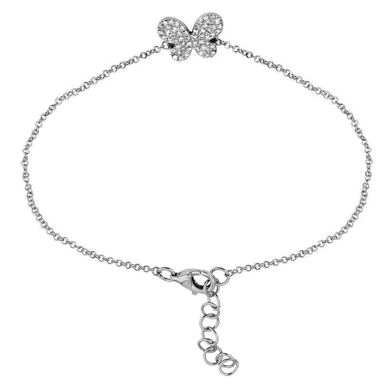 14k Rose Gold Diamond Butterfly Bracelet
