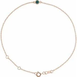 14K Rose Lab-Grown Alexandrite Bezel-Set Solitaire 6 1/2-7 1/2" Bracelet