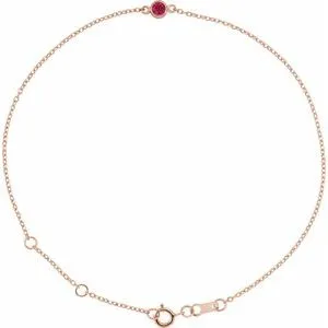 14K Rose Lab-Grown Ruby Bezel-Set Solitaire 6 1/2-7 1/2" Bracelet