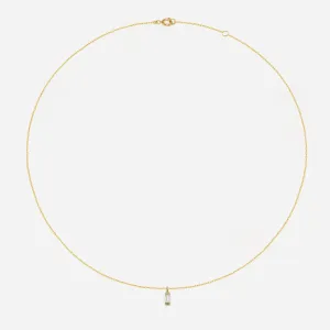14k Solid Gold White Sapphire Baguette Necklace