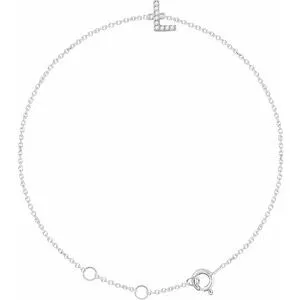 14K White .04 CTW Diamond Initial L 6-7" Bracelet