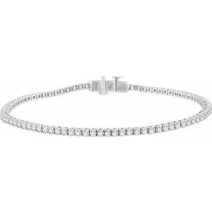 14K White 1 3/4 CTW Diamond Line 7" Bracelet