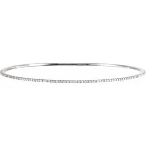 14K White 1 CTW Natural Diamond Stackable Bangle 8" Bracelet