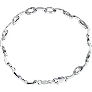 14K White 1/6 CTW Diamond Link 7.5" Bracelet