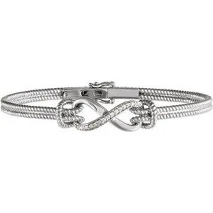 14K White 1/8 CTW Diamond Bangle 7.5" Bracelet