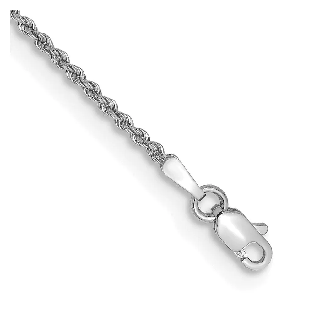 14k White Gold 1.5mm Regular Rope with Lobster Clasp Chain Bracelet