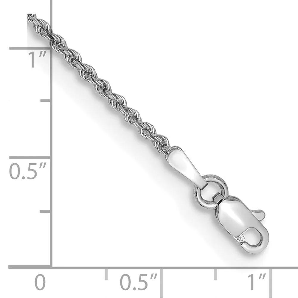 14k White Gold 1.5mm Regular Rope with Lobster Clasp Chain Bracelet
