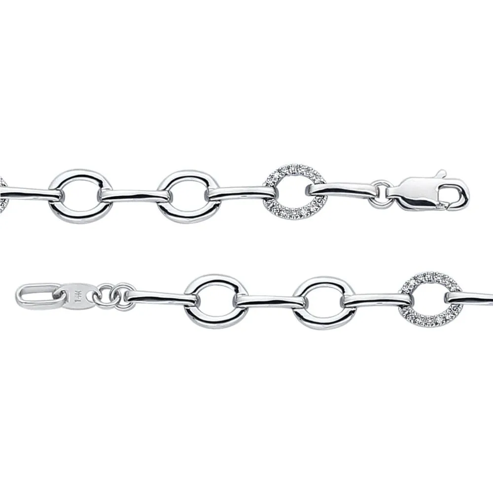 14k White Gold 1/6 CTW Diamond Link 7.5" Bracelet