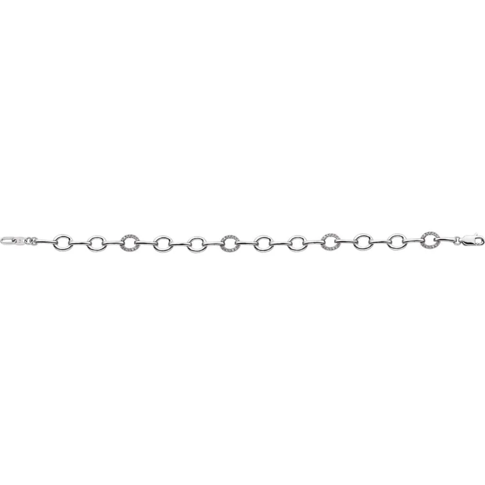 14k White Gold 1/6 CTW Diamond Link 7.5" Bracelet
