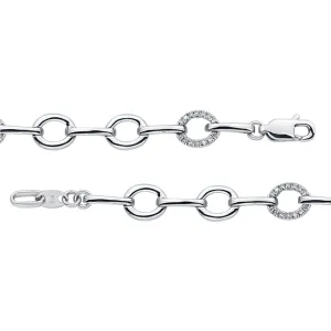 14k White Gold 1/6 CTW Diamond Link 7.5" Bracelet