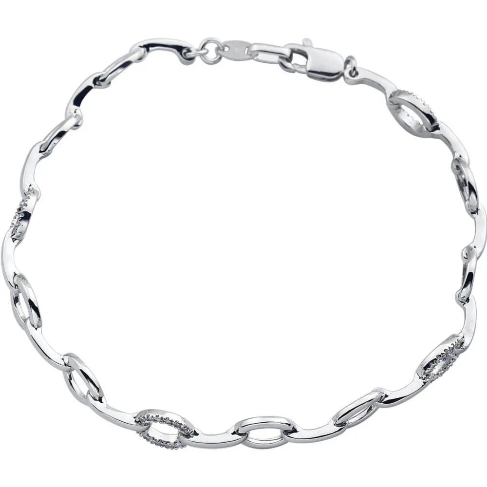 14k White Gold 1/6 CTW Diamond Link 7.5" Bracelet