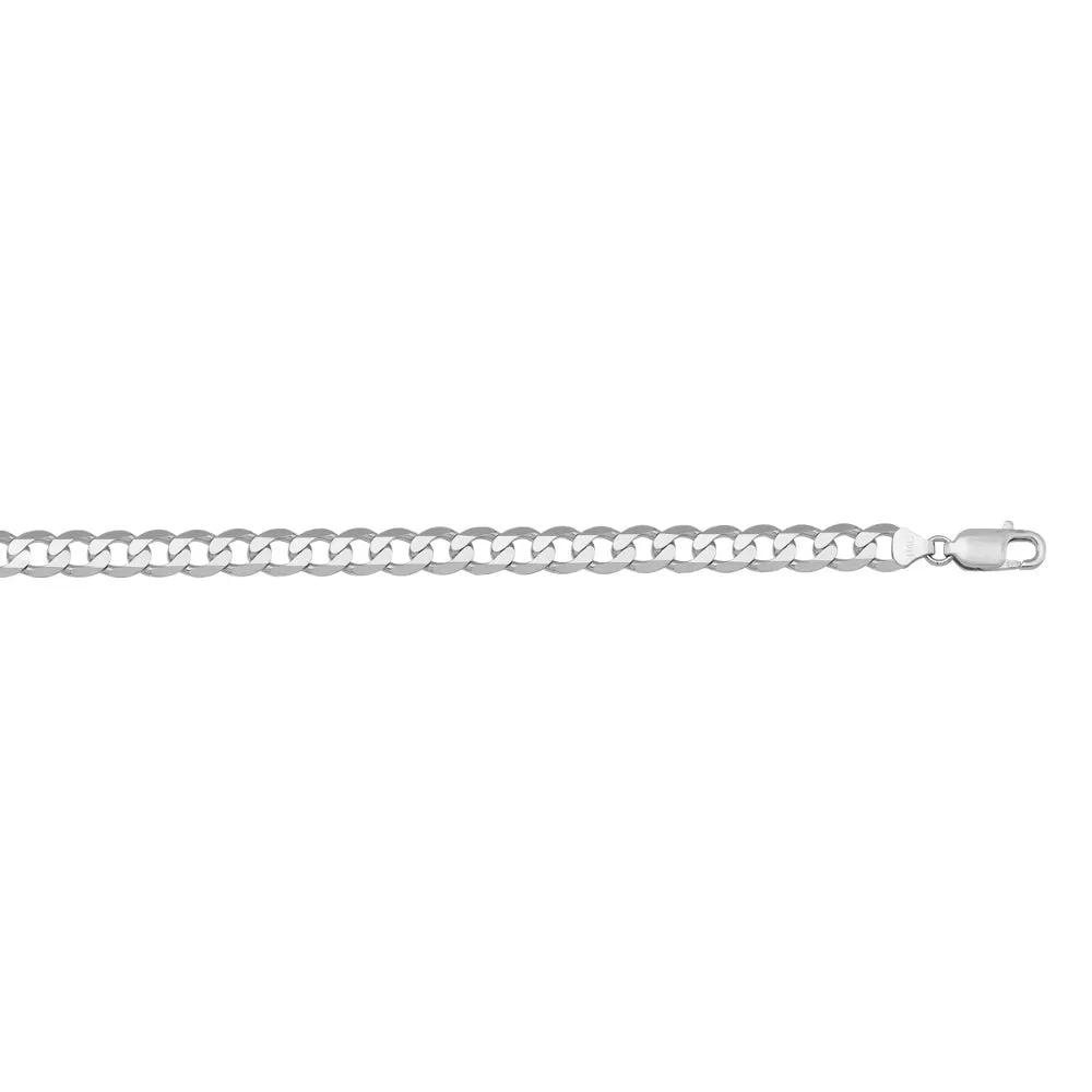 14K White Gold (4.5mm) Curb Bracelet 8"