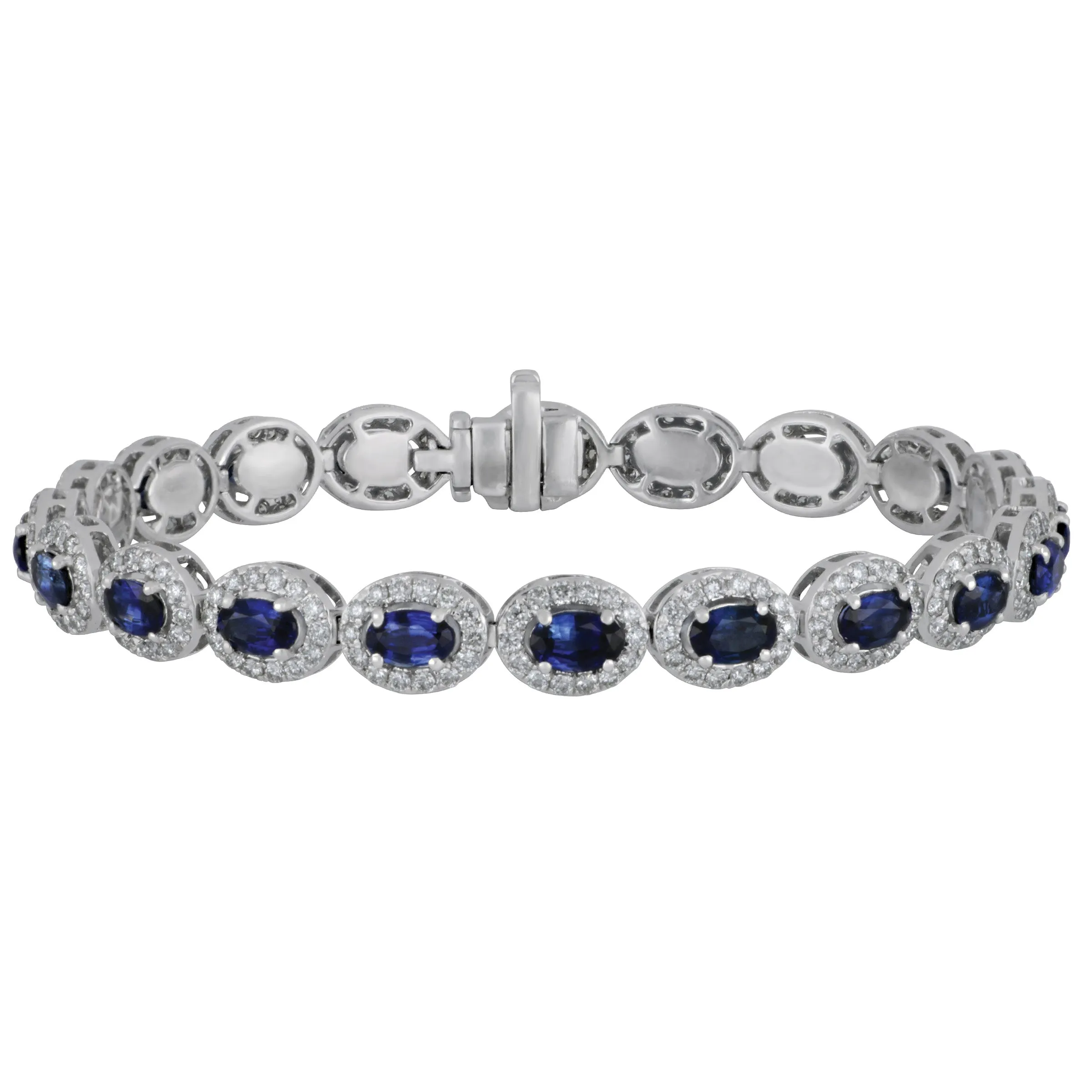 14k White Gold Bracelet 7" (20 OV HLO SA=7.61TW 280D=3.20TW GH/SI)