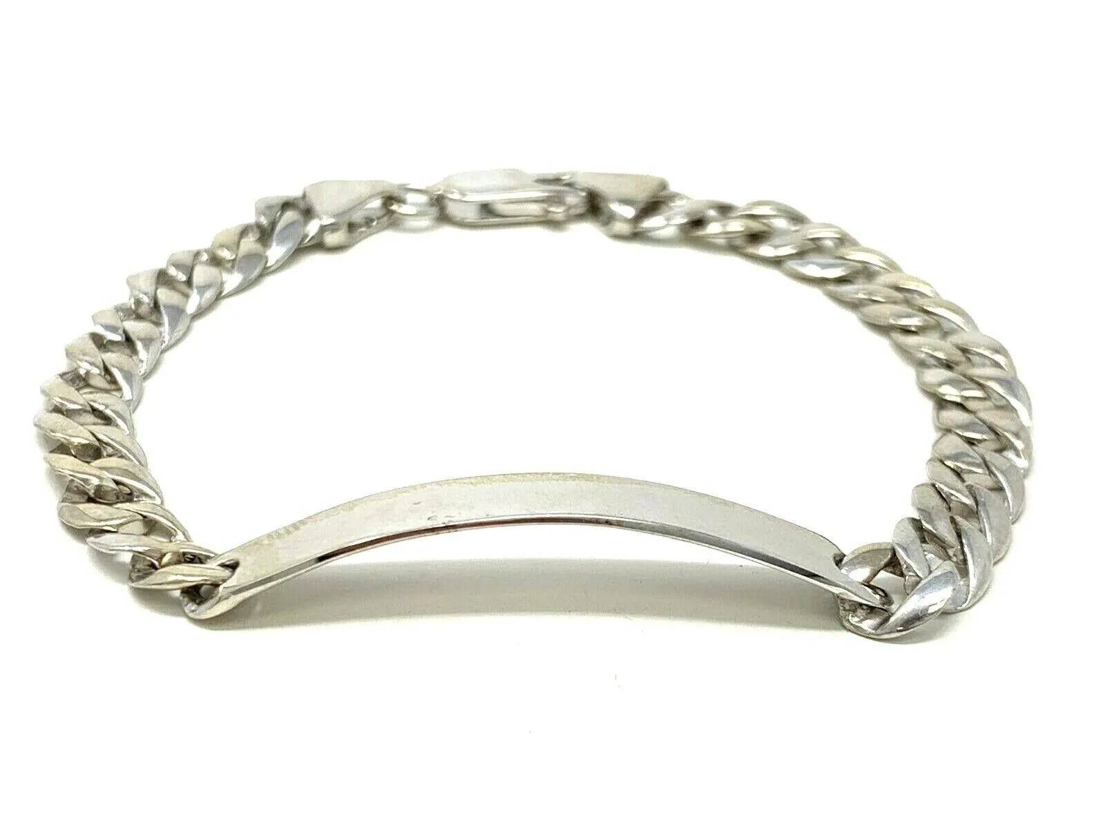 14k White Gold Child Baby Boy Kid Flat ID Cuban Bracelet 6" 7.3 grams