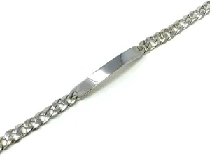 14k White Gold Child Baby Boy Kid Flat ID Cuban Bracelet 6" 7.3 grams
