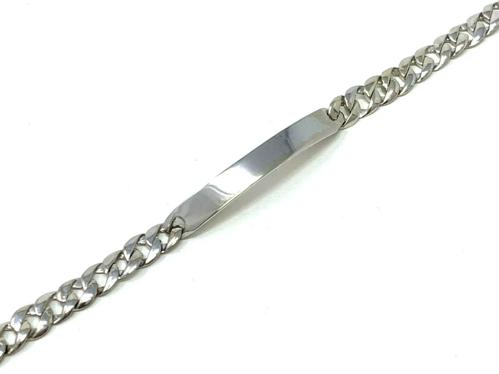 14k White Gold Child Baby Boy Kid Flat ID Cuban Bracelet 6" 7.3 grams