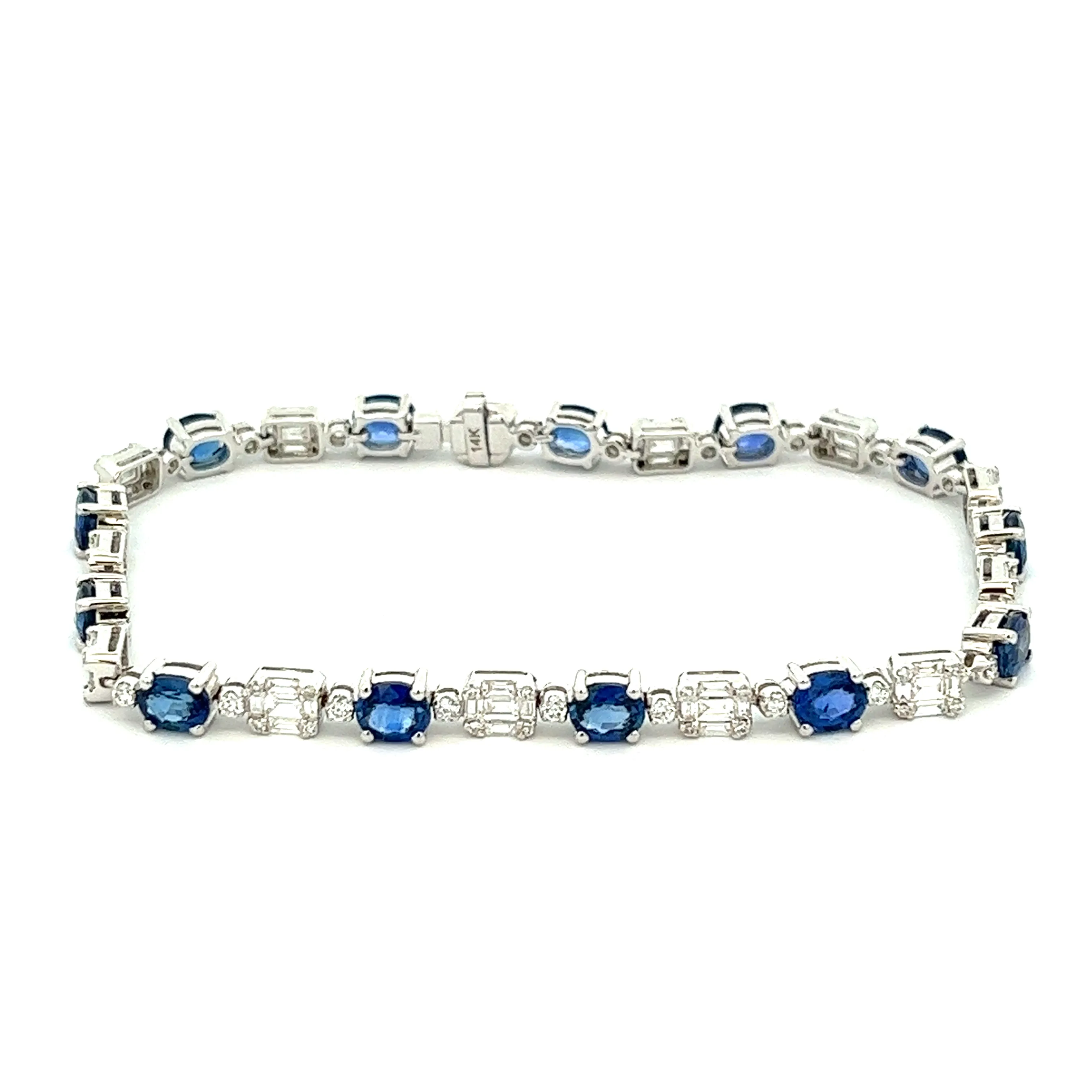 14k White Gold Diamond and Sapphire Bracelet