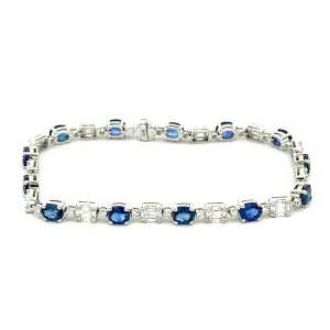14k White Gold Diamond and Sapphire Bracelet