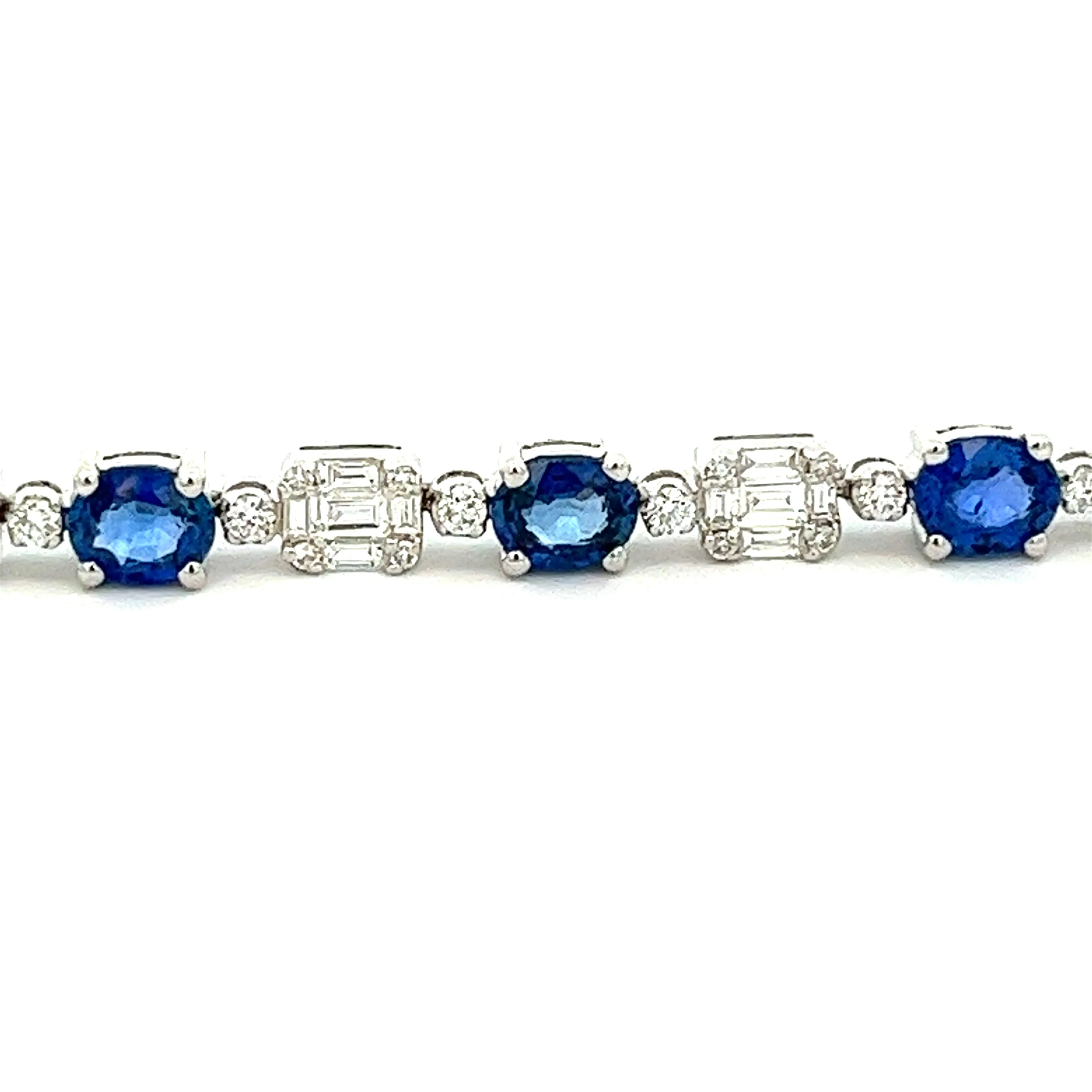14k White Gold Diamond and Sapphire Bracelet