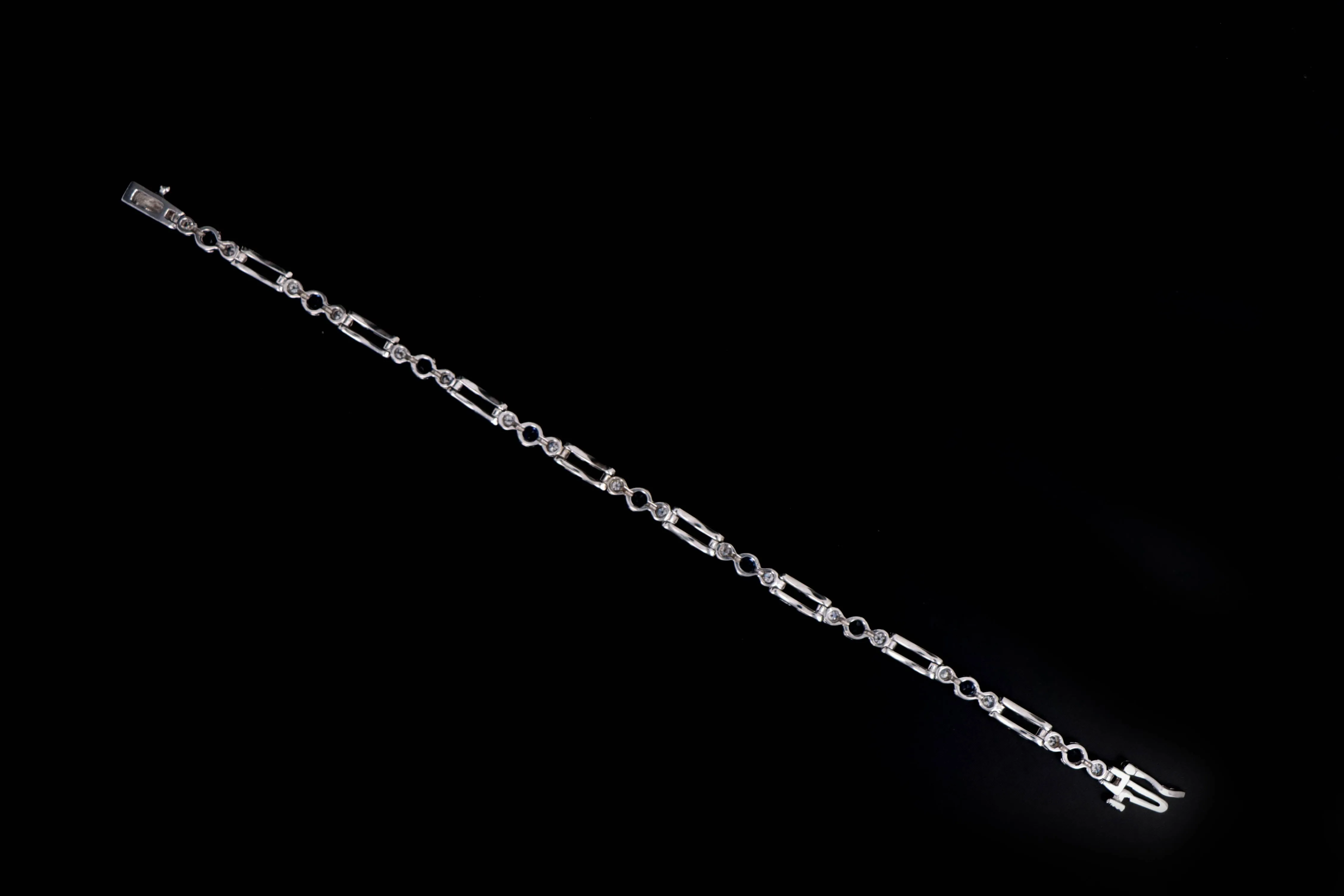 14K White Gold Natural Sapphire & Diamond Bracelet