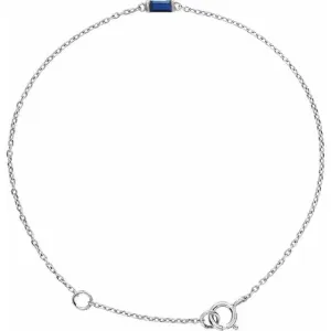 14K White Gold Straight Baguette Natural Blue Sapphire 6 1/2-7 1/2" Bracelet