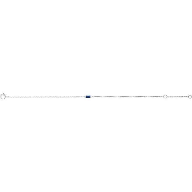14K White Gold Straight Baguette Natural Blue Sapphire 6 1/2-7 1/2" Bracelet
