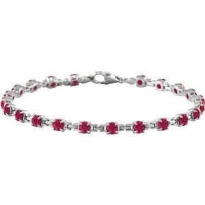 14K White Lab-Grown Ruby 7 1/4" Line Bracelet