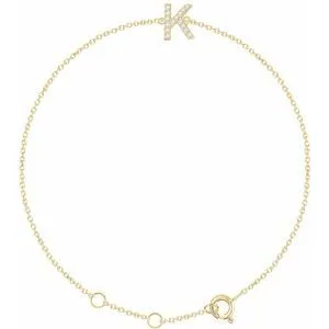 14K Yellow .05 CTW Diamond Initial K 6-7" Bracelet