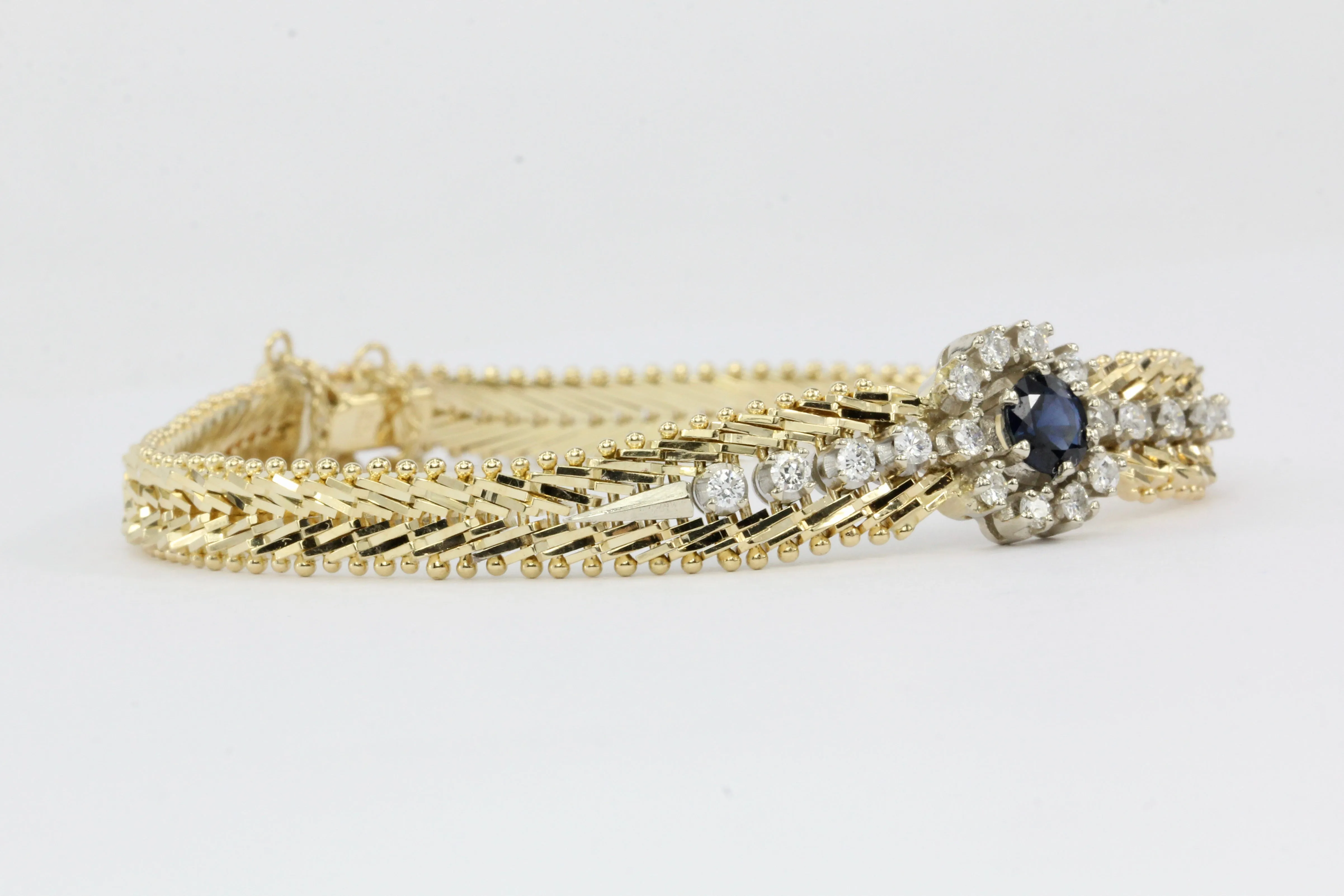 14K Yellow & White Gold Natural Sapphire and Diamond Bracelet