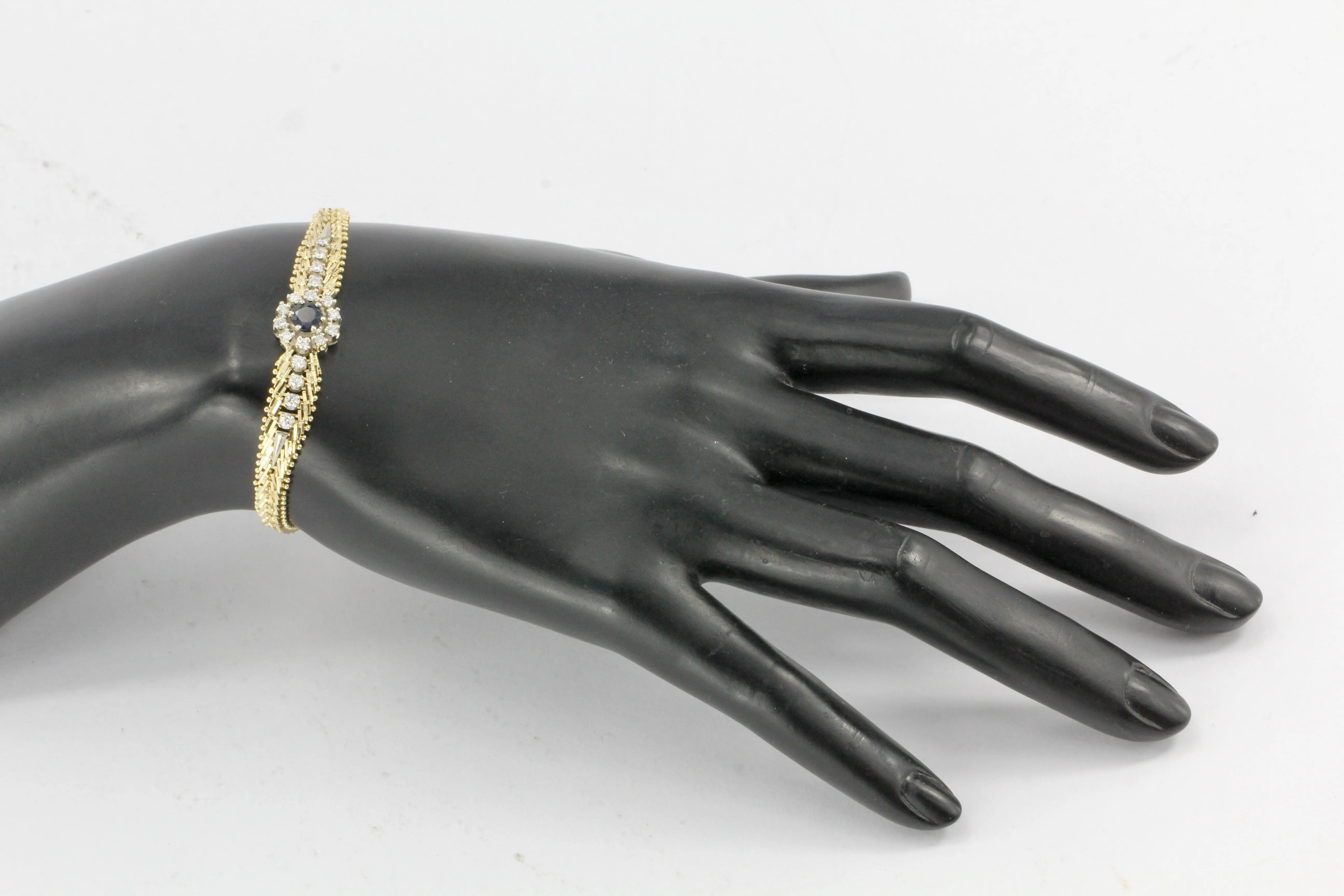 14K Yellow & White Gold Natural Sapphire and Diamond Bracelet