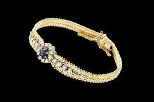 14K Yellow & White Gold Natural Sapphire and Diamond Bracelet
