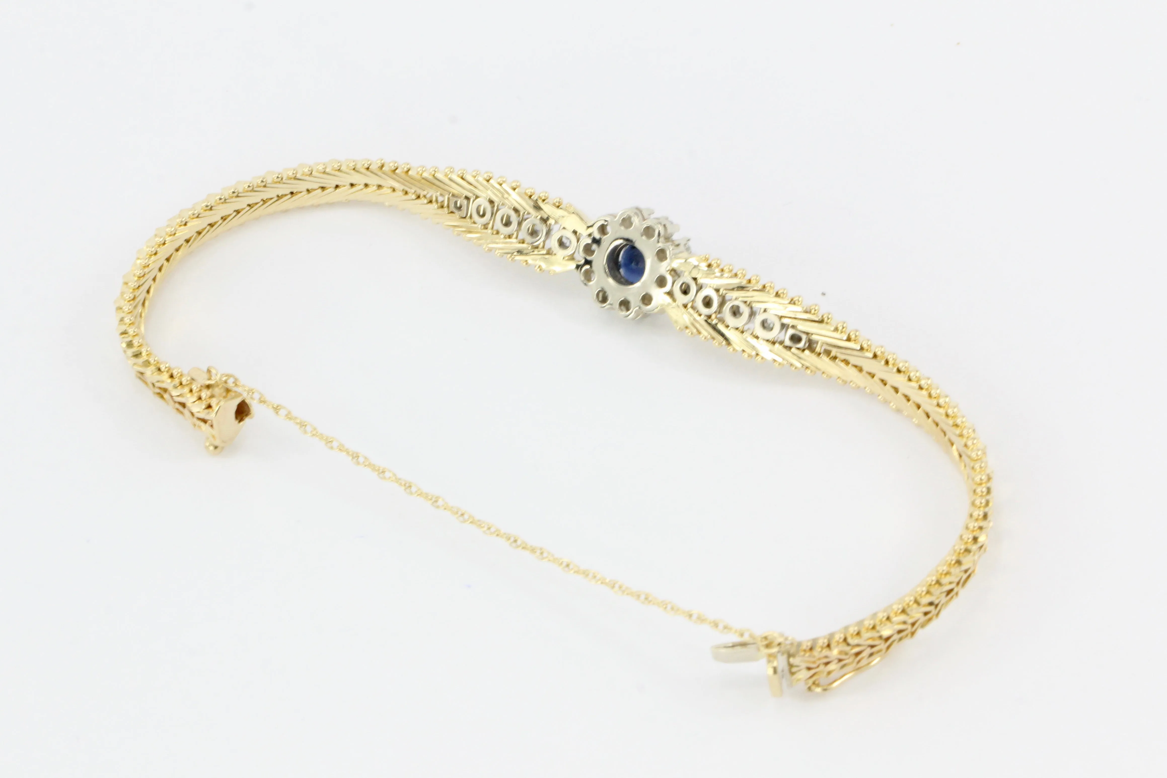 14K Yellow & White Gold Natural Sapphire and Diamond Bracelet