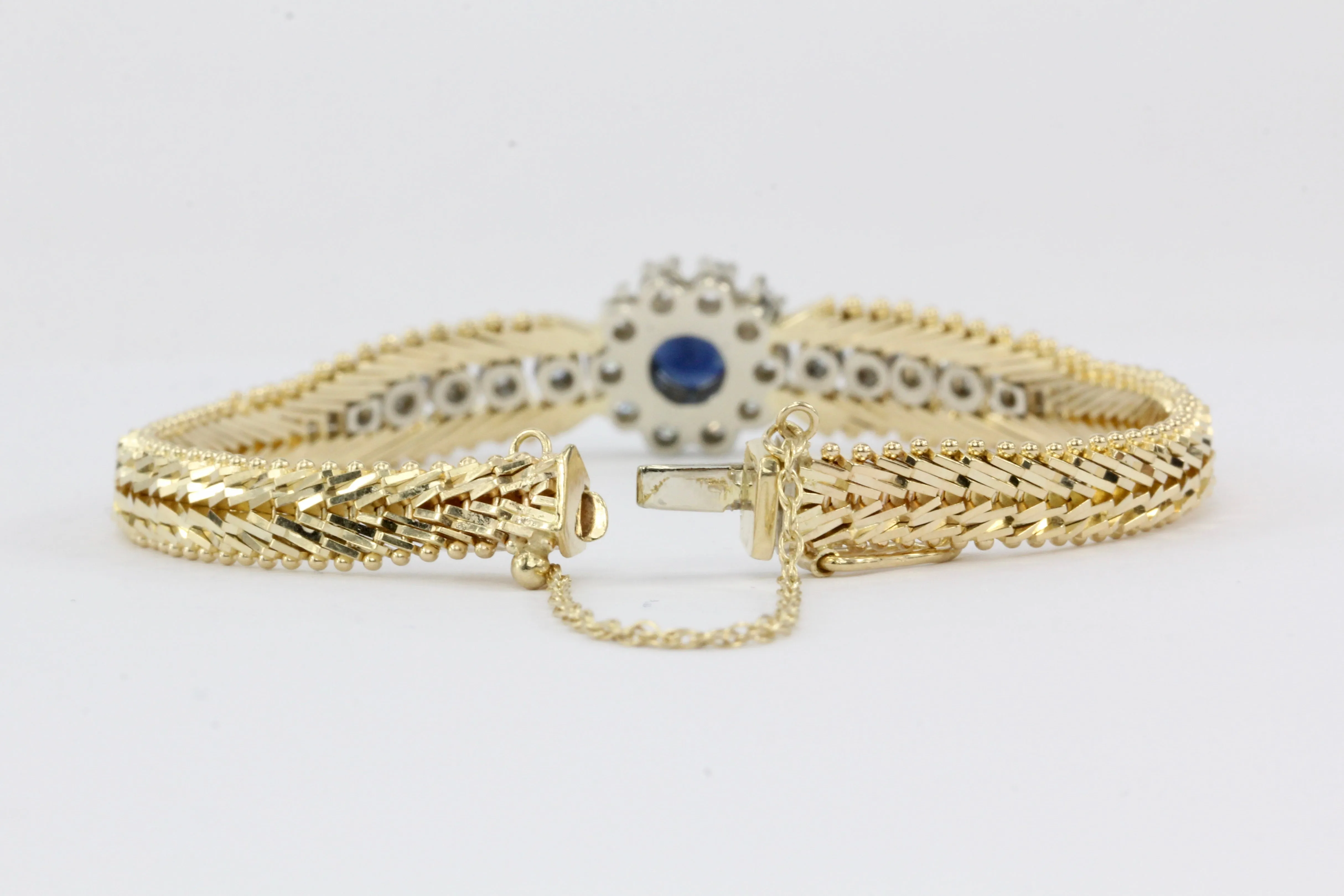 14K Yellow & White Gold Natural Sapphire and Diamond Bracelet