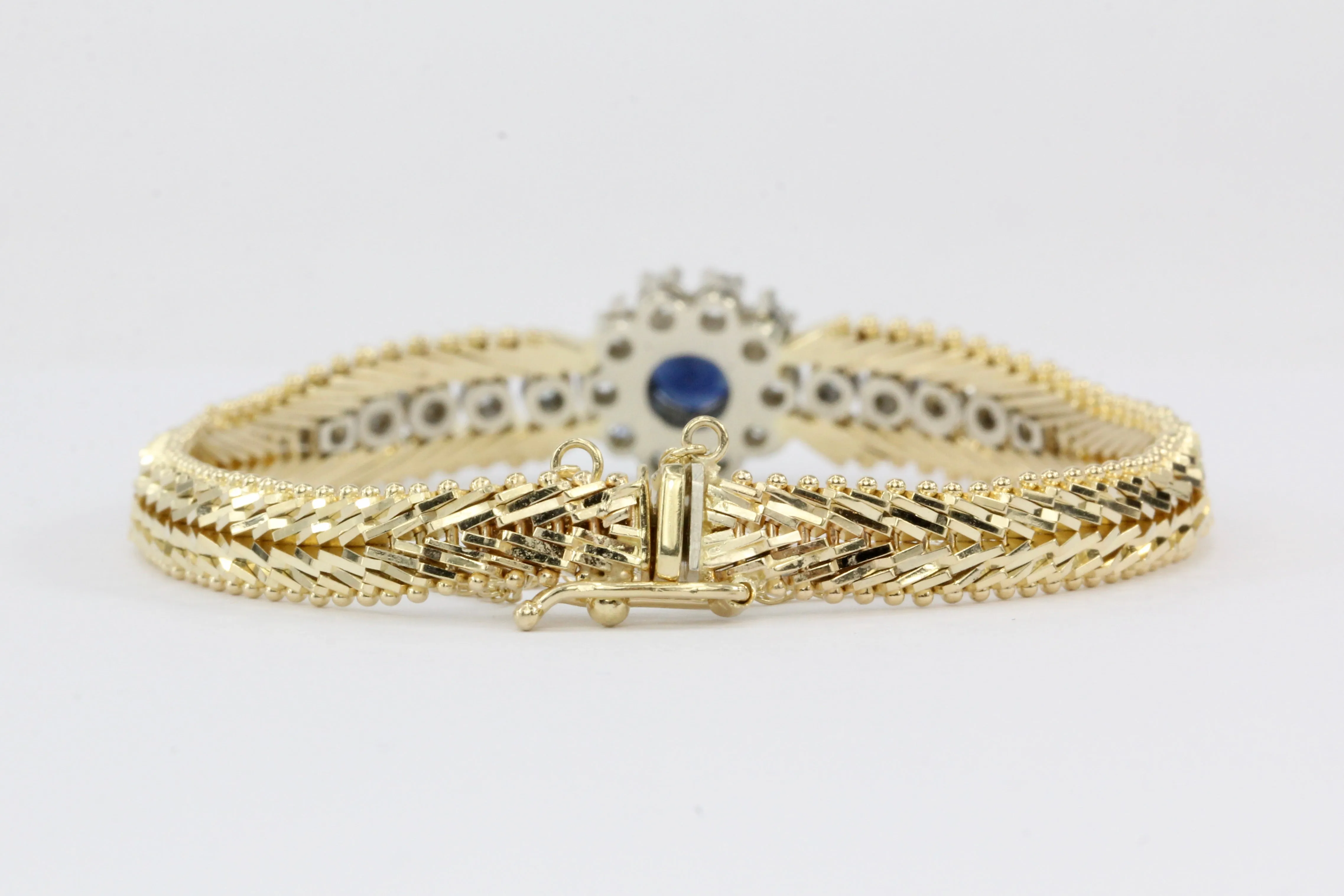 14K Yellow & White Gold Natural Sapphire and Diamond Bracelet