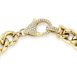 14K Yellow Gold 0.25 Diamond Pave Lobster Clasp Bracelet