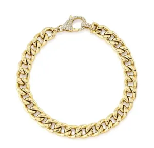 14K Yellow Gold 0.25 Diamond Pave Lobster Clasp Bracelet