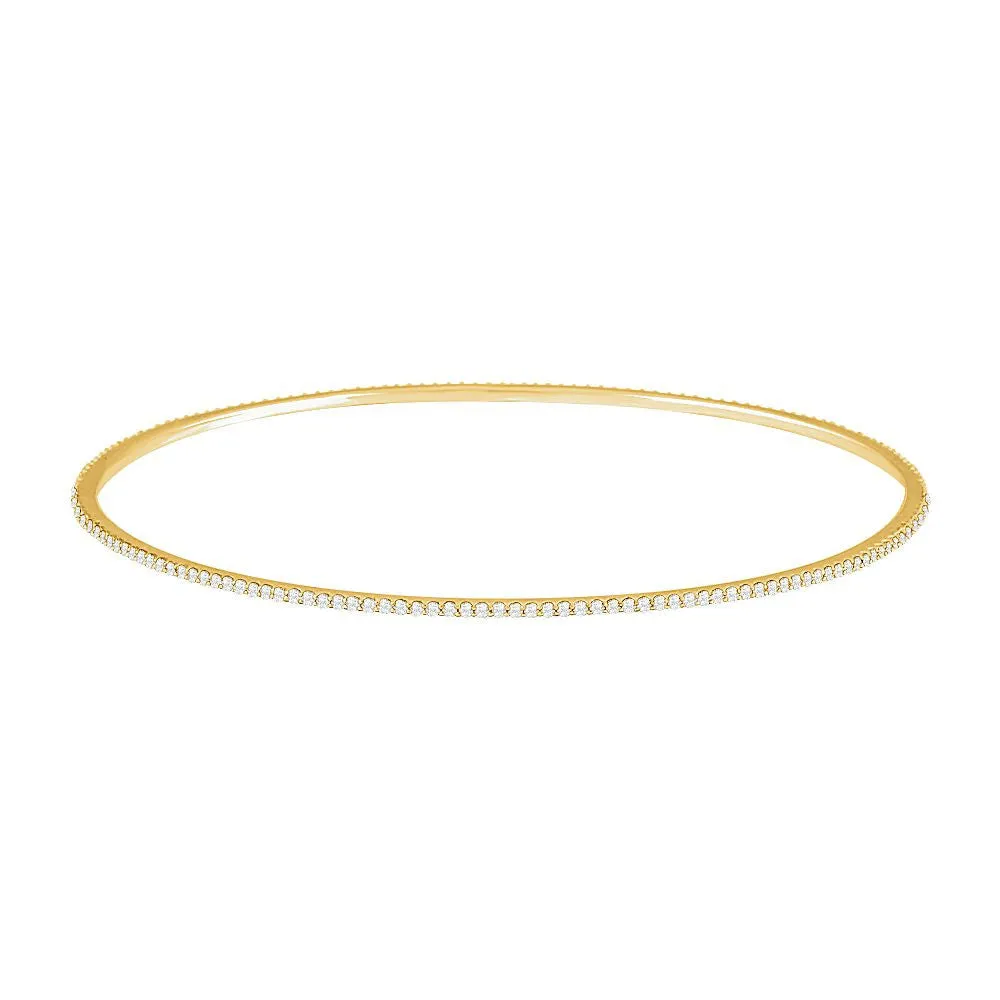 14k Yellow Gold 1 CTW Diamond Stackable Bangle Bracelet